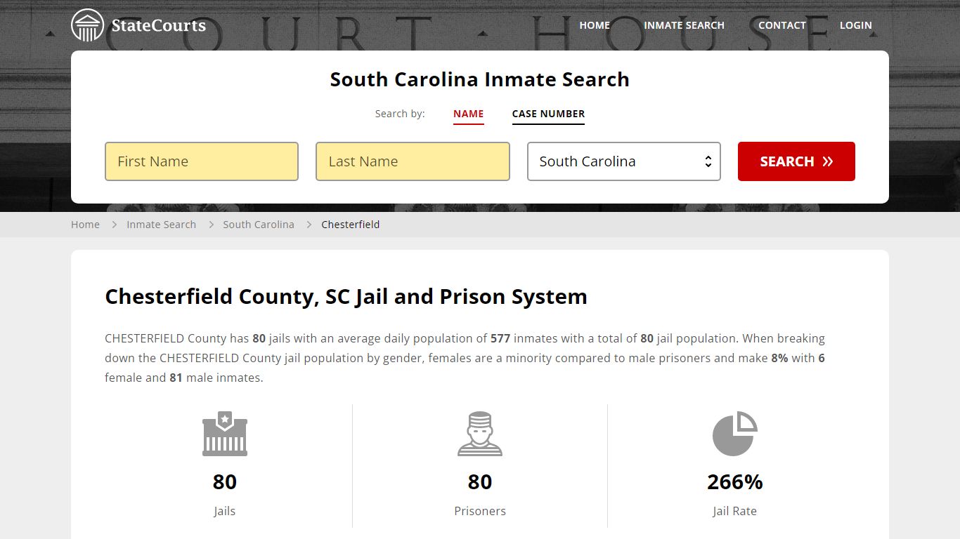 Chesterfield County, SC Inmate Search - StateCourts